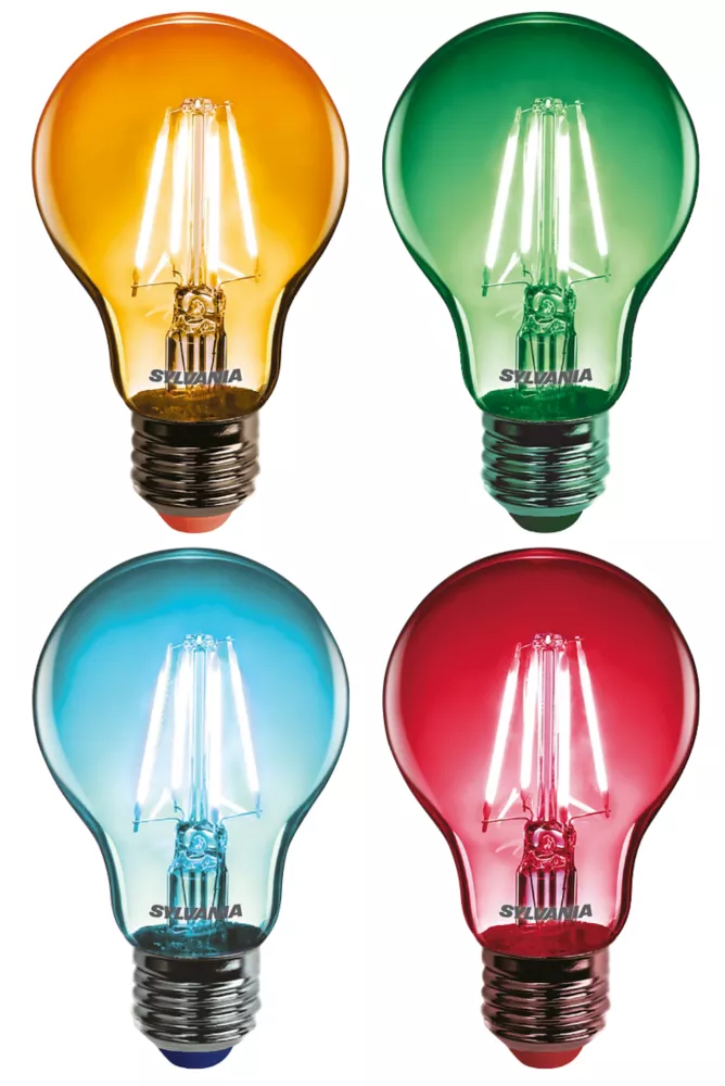 Sylvania Helios Chroma ES A60 Assorted LED Light Bulb 4W 4 Pack