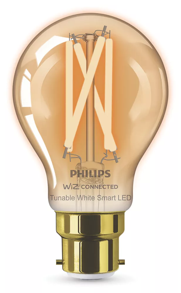 Philips Filament Amber A60 B22 BC Decorative LED Smart Light Bulb 7W 640lm