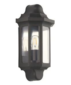 LAP Outdoor Half Lantern Wall Light Satin Black
