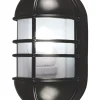 Essentials Outdoor Oval Caged Bulkhead Wall Light Black