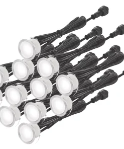 Aurora M-Lite 30mm Outdoor LED Deck Light Kit Stainless Steel 7.2W 144lm 12 Pack