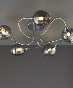 Quay Design Leonie LED 5-Light Semi-Flush Ceiling Light Chrome 10W 200lm