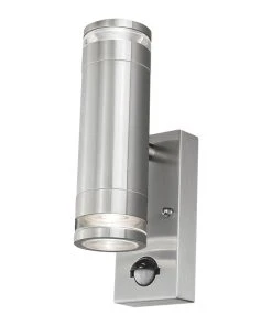 4lite Marinus Outdoor IP44 Up/Down Wall Light With PIR Sensor Stainless Steel