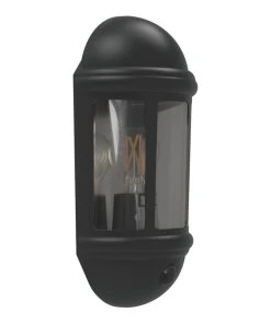 4lite Outdoor Half Wall Light/Lantern With PIR Sensor Black
