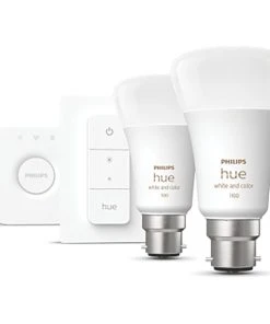 Philips Hue Ambience BC A19 RGB & White LED Smart Lighting Starter Kit 9W 806lm 3 Piece Set