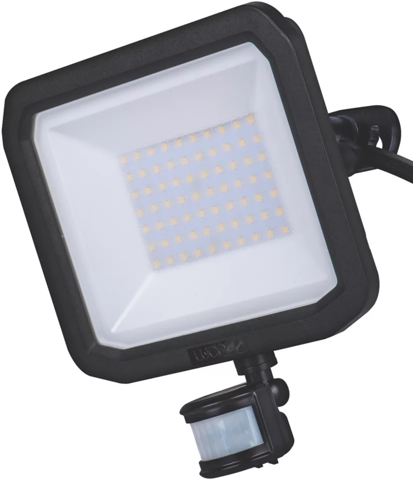 Luceco Castra Outdoor LED Floodlight With PIR Sensor Black 50W 5400lm
