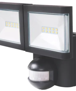 LAP Indoor & Outdoor LED Twin Floodlight With PIR Sensor Black 2 X 10W 1900lm