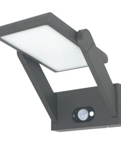 4lite Outdoor LED Adjustable Solar Wall Light With PIR Sensor Graphite 165lm