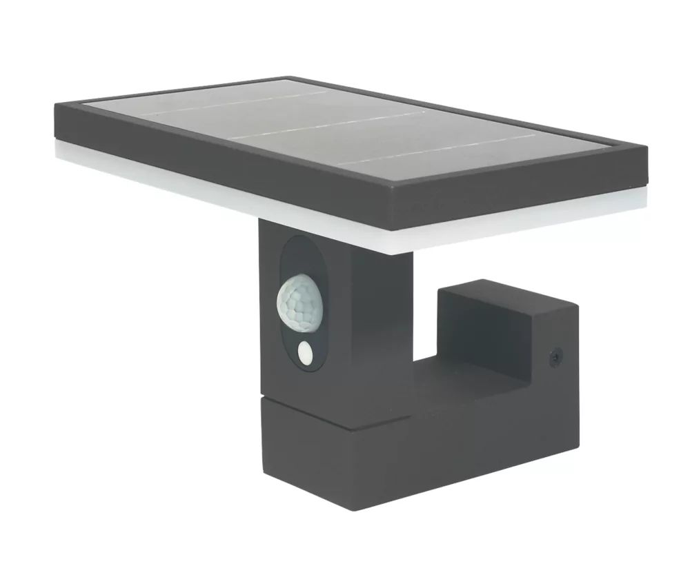 4lite Outdoor LED Solar Wall Light With PIR Sensor Graphite 230lm