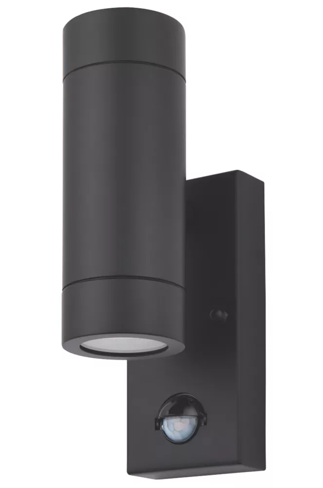 LAP Bronx Outdoor Up & Down Wall Light With PIR Sensor Black