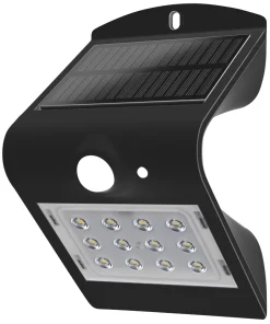 Luceco LEXS22B40-01 Outdoor LED Solar Wall Light With PIR Sensor Black 220lm