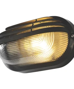 Zinc Eyelid Outdoor Oval Bulkhead Black