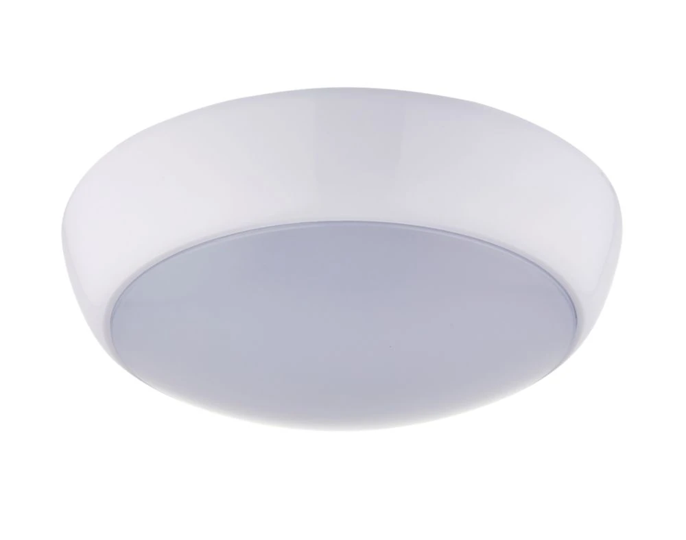 LAP Amazon Indoor & Outdoor Maintained Emergency Round LED Bulkhead Gloss White 16W 1200lm