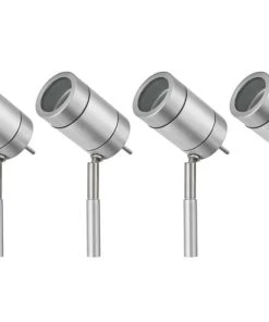 Essentials Vista Outdoor LED Spike Light Kit Brushed Silver 12W 420lm 4 Pack
