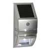 LAP Outdoor LED Solar Powered Bulkhead With PIR Sensor Silver 40lm