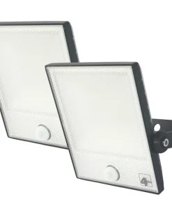 4lite Outdoor LED Floodlight With PIR Sensor Black 30W 2475lm 2 Pack