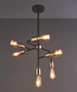 Quay Design Hansen LED 6-Light Fixed Multi-Arm Pendant Copper 12W 210lm