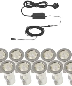 LAP Apollo White 15mm Outdoor LED Deck Light Kit Polished Stainless Steel 2.6W 10 X 2.5lm 10 Pack