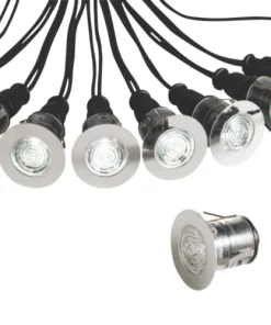 Saxby Ikon Pro 25mm Outdoor LED Deck Light Kit Polished Stainless Steel 7.5W 10 X 12lm 10 Pack