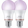 Philips ES E27 RGB & White LED Smart Light Bulb 8W 806lm 2 Pack