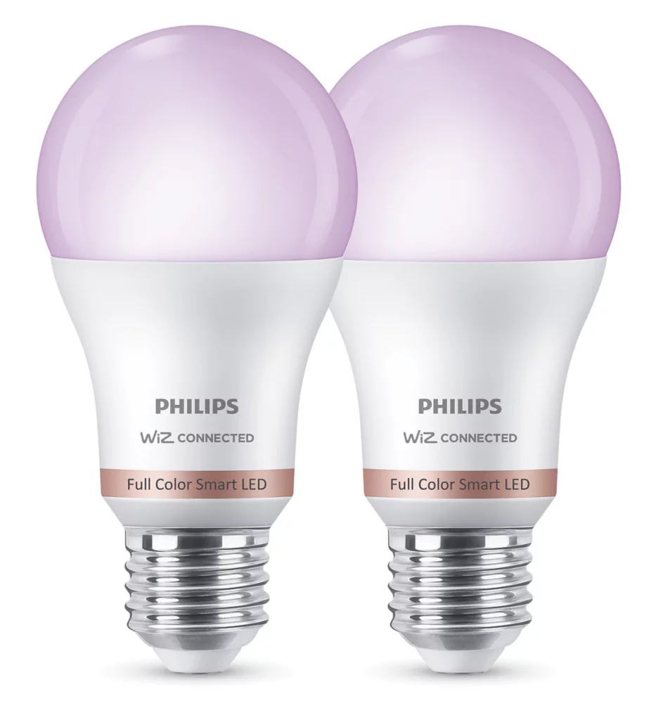 Philips ES E27 RGB & White LED Smart Light Bulb 8W 806lm 2 Pack