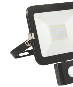 Brackenheath ISpot Outdoor LED Slim Floodlight With PIR Sensor Black 20W 1800lm