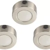 LAP Iris Round LED CCT Cabinet Downlight Satin Nickel 15W 3 X 400lm 3 Pack