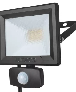 Luceco ECO Slimline Outdoor LED Floodlight With PIR Sensor Black 10W 800lm