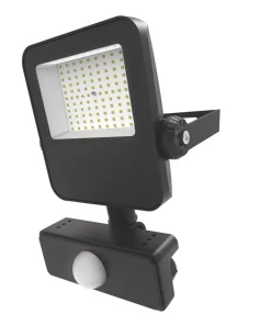 4lite Outdoor LED Floodlight With PIR Sensor Black 10W 1050lm