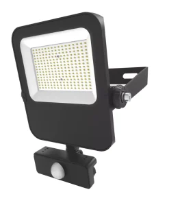 4lite Outdoor LED Floodlight With PIR Sensor Black 50W 5750lm