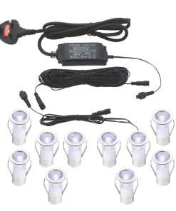 LAP Apollo Blue 15mm Outdoor LED Deck Light Kit Polished Stainless Steel 2.6W 10 X 0.8lm 10 Pack