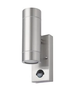 LAP Bronx Outdoor Up & Down Wall Light With PIR Sensor Stainless Steel