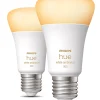 Philips Hue White Ambiance Bluetooth ES A19 LED Smart Light Bulb 8.5W 806lm 2 Pack