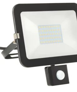 Brackenheath ISpot Outdoor LED Slim Floodlight With PIR Sensor Black 30W 2700lm