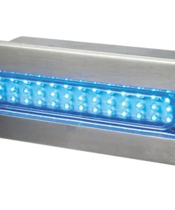 Essentials Dakota Outdoor Blue LED Brick Light Brushed Stainless Steel 2W