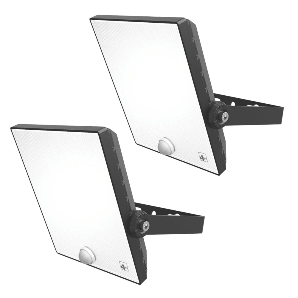 4lite Outdoor LED Floodlight With PIR Sensor Black 20W 1581lm 2 Pack - Image 2