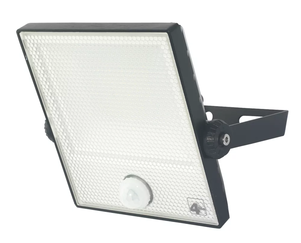 4lite Outdoor LED Floodlight With PIR Sensor Black 20W 1581lm 2 Pack