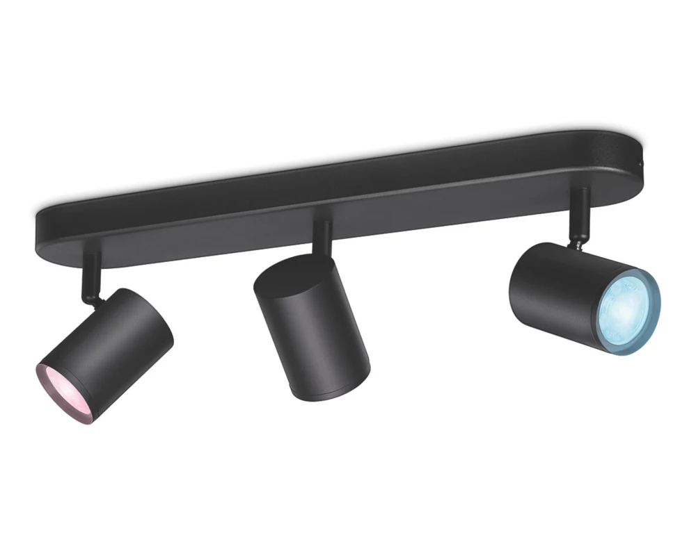 WiZ Imageo RGB & White LED Wifi-Connected 3 Adjustable Spotlights Black 15W 1035lm