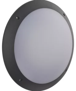 Essentials Seran Outdoor Round LED Bulkhead Matt Black 12W 1000lm