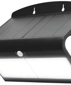 Luceco LEXS80B40-01 Outdoor LED Solar Wall Light With PIR Sensor Black 800lm