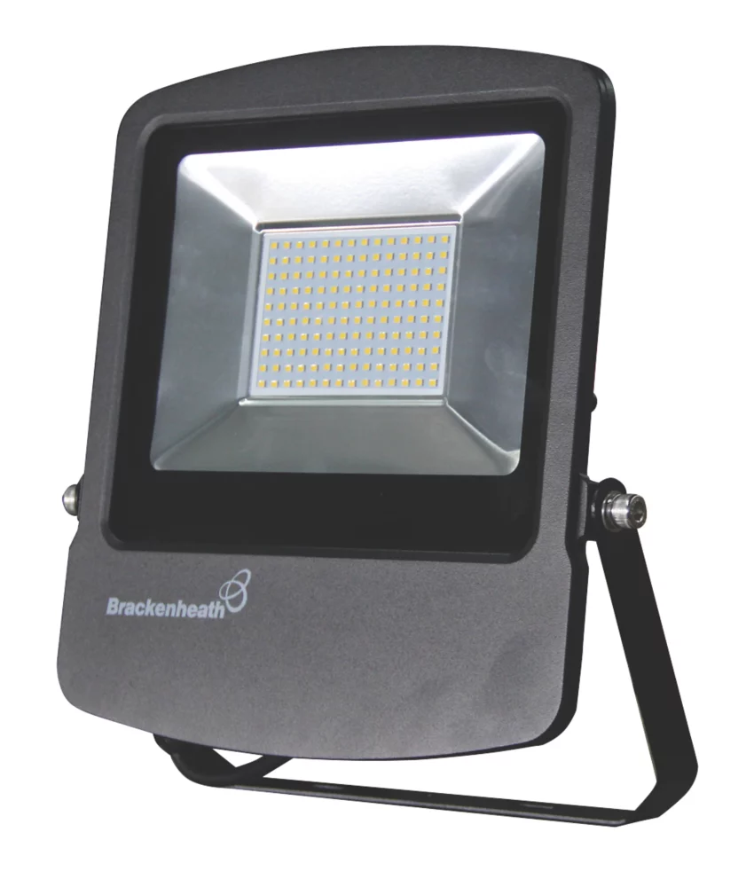 Brackenheath Rex Outdoor LED Industrial Floodlight With Photocell Black 100W 9000lm