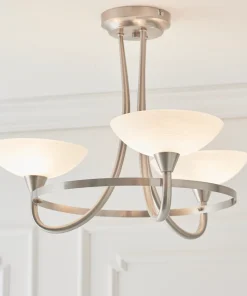 Quay Design Hayley LED 3-Light Semi-Flush Ceiling Light Satin Chrome 6W 200lm