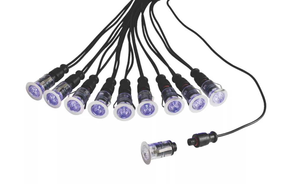 Saxby Ikon Pro 25mm Outdoor LED Deck Light Kit Polished Stainless Steel 7.5W 10 X 1.2lm 10 Pack - Image 2