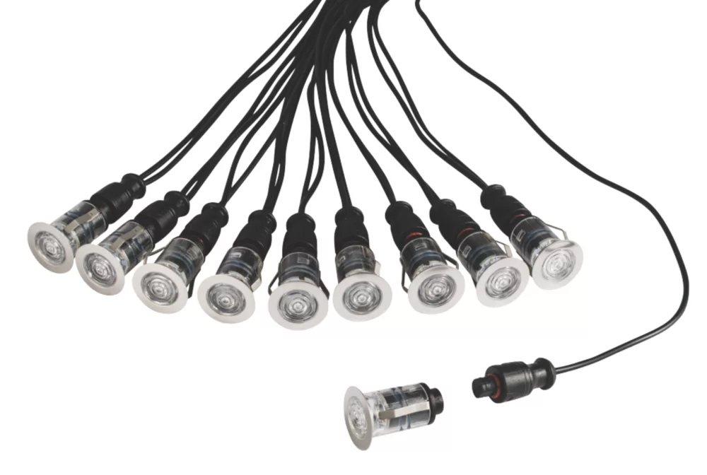 Saxby Ikon Pro 25mm Outdoor LED Deck Light Kit Polished Stainless Steel 7.5W 10 X 1.2lm 10 Pack