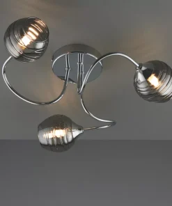 Quay Design Leonie LED 3-Light Semi-Flush Ceiling Light Chrome 6W 200lm