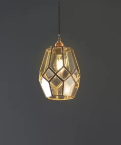Quay Design Thames Antique Brass Metal & Glass Cage Pendant Shade