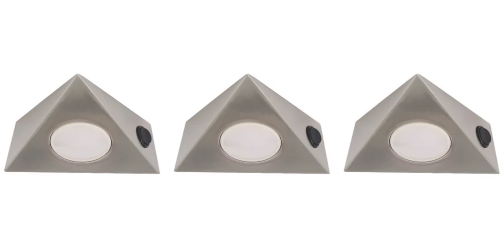 LAP Triangular LED CCT Cabinet Downlight Satin Nickel 15W 3 X 400lm 3 Pack