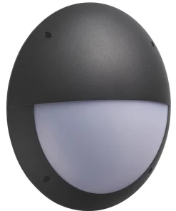 Essentials Outdoor Round LED Bulkhead Matt Black 12W 1000lm