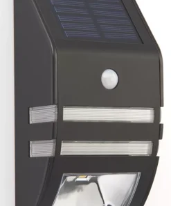 LAP Solar Outdoor LED Solar Bulkhead With PIR Sensor Matt Black 40lm