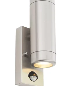 Essentials Barracuda Outdoor Up & Down Wall Light With PIR Sensor Brushed Stainless Steel
